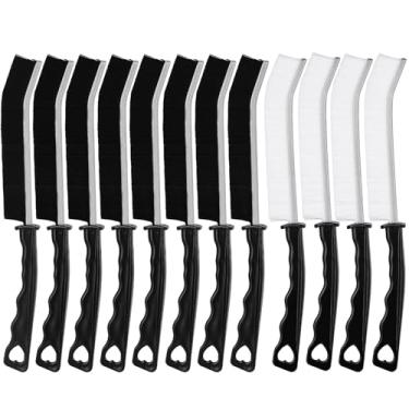 Imagem de 12 peças de escova de limpeza de cerdas duras, escova de limpeza de argamassa, ferramenta de limpeza de lacunas multifuncional para uso doméstico, banheiro, cozinha, janela, vaso sanitário