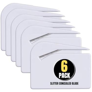 Imagem de 1InTheOffice Abridor de cartas, abridor de envelope lâmina oculta 6,3 cm, branco, pacote com 6