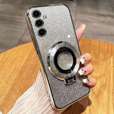 Imagem de Capa com suporte de glitter para Samsung A56 A36 A26 A16 06 55 35 25 15 05s 73 72 71 54 53 52/s 51 34 33 32 24 23 22 14 13 12 4g 5g (para Samsung A12/prateado)