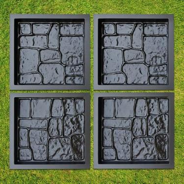 Imagem de BETONEX 4 peças de molde de cimento ABS de plástico de 2 mm - molde de pavimentação reutilizável, pavimentação faça você mesmo, molde de pedra de pisar - casting Pathmaker Garden Pathmate pavimento