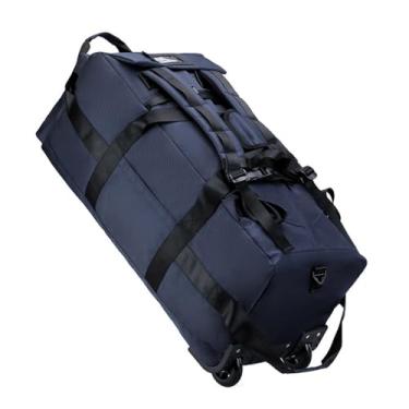 Imagem de Mochila de viagem dobrável 92L 86 cm com laterais macias com 2 rodas, bolsa de viagem grande de 6 vias, Azul, Large, Moderno