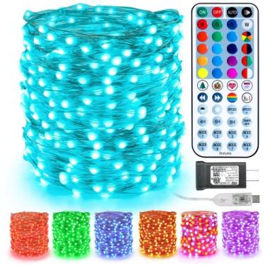 Imagem de Luzes de fadas de Natal BrizLabs 66 pés 200 LED RGB com controle remot