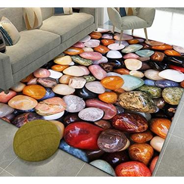 Imagem de Tapetes de área 3D de paralelepípedos tridimensional sala de estar tapete visão corredor tapete hotel escritório criativo quarto pedra tapete B-140 * 200cm (cor: A, tamanho: 140 * 200cm)