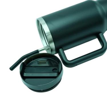 Imagem de Garrafa térmica em aço inoxidável Mantém as bebidas na temperatura ideal Ideal para o ginásio, trabalho, viagens e uso diário (Preto)