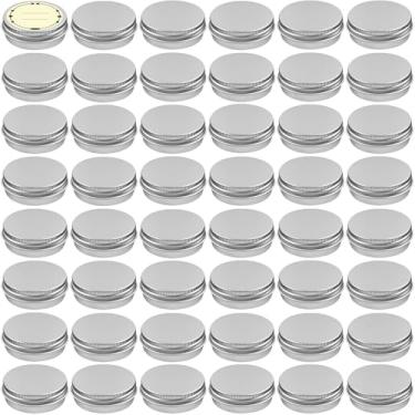 Imagem de TUZAZO Embalagem com 48 latas de alumínio de 14 ml com tampa de rosca e etiquetas, recipientes cosméticos recarregáveis para viagem, latas pequenas para bálsamos labiais, pomadas, barras de loção