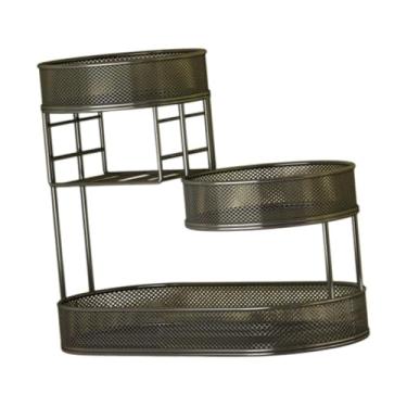 Imagem de YWJLQH Cesta de arame com 3 camadas, suporte para tigela de frutas, cesta de pão, vegetais, fio de metal, cesta de frutas, para balcão de batata, cozinha, Preto