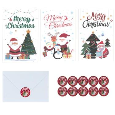 Imagem de LUCYSALISA Pacote com 24 cartões de Natal cartões comemorativos com envelopes e adesivos 10 x 15 cm cartões de notas em branco de inverno para convites de festa de Natal, cartões de presente de feliz