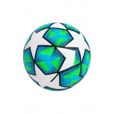 Imagem de Bola de Futebol Profissional, Design Moderno em Branco e Verde-Azul, Costurada Reforçada para Campo