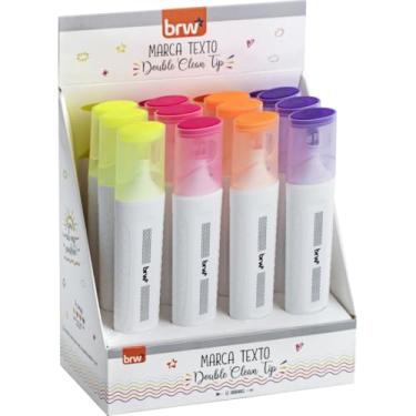Imagem de Kit de Canetas Marca Texto, BRW, Clean Tip Ponta Dupla, Sortidas, 12 Unidades