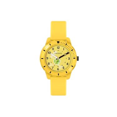 Imagem de Lacoste Mini Tennis Relógio infantil de quartzo 3H, pulseira de silicone, resistente à água até 5 ATM/50 metros - fácil de ler, uso divertido - 34,5 mm, Amarelo