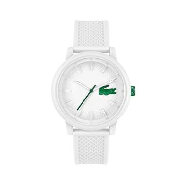 Imagem de Lacoste L.12.12 Hero Relógio masculino de quartzo 3H, pulseira de silicone, resistente à água até 5 ATM/50 metros, design icônico, 48 mm, Branco