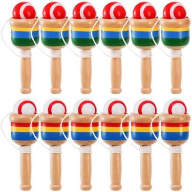 Imagem de Catch Ball Game Cididu Wooden, 12 unidades para crianças, acampamentos
