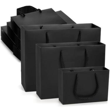 Imagem de Sacos de presente Lyellfe Black Kraft Paper Waterproof 30 Pack SML