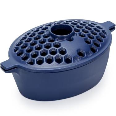 Imagem de G GOOD GAIN Vaporizador de fogão a lenha - Umidificador de fogão de ferro fundido com abertura grande | Panela oval para lareira decorativa para aquecimento doméstico | Acabamento fosco e 2,7 litros