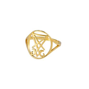 Imagem de EUEAVAN Anel gótico Leviatã Satânico Cruz Demônio Satã Enxofre Oculto Lúcifer Joias Religiosas Bruxaria Amuleto Mulher Homens, Aço inoxidável, Sem pedra preciosa