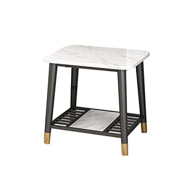 Imagem de Mesa de centro de design simples, mesa de cabeceira quadrada, mesa de centro de mármore criativa, mesa de centro de ferro, mesa de centro de metal, 2 estilos, cores disponíveis, mesa de centro