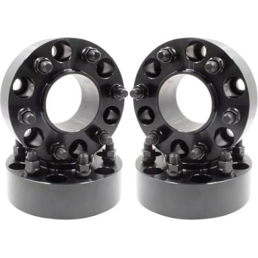 Imagem de Wheel Accessories Parts Conjunto de 4 adaptadores de roda centralizados de cubo – Espessura: 2" – 6 x 135 mm a 6 x 5,5 – Rosca de pino: 14 x 1,5 – Hub (ID): 87,1 mm/roda (OD): 78,1 mm – 6 Lug para rodas Chevy em caminhão Ford