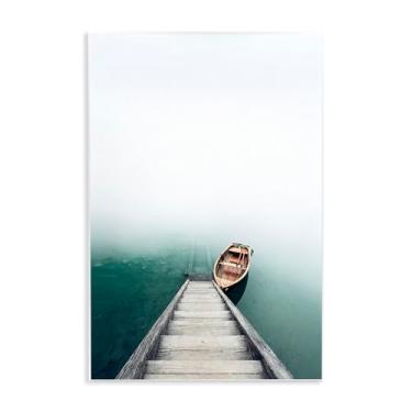 Imagem de Stupell Industries Arte de placa de parede de barco na parte inferior das escadas, design por Sisi e Seb, 48 x 33 cm