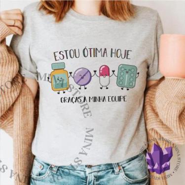 Imagem de Camiseta Estou Ótima Hoje - Mina Store, Cinza, Baby Look G