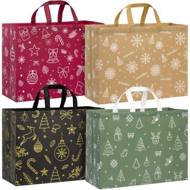Imagem de STYPOP Pacote com 24 sacos de presente de Natal extragrande, sacolas reutilizáveis de 43 cm, não tecidos, de Natal, com alças - Embalagem de presente de Natal a granel e suprimentos de lembrancinha de