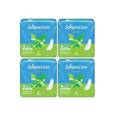 Imagem de Kit Econômico com 4 Embalagens | Absorvente Sempre Livre Adapt Suave com Abas - 32 Unidades no Total