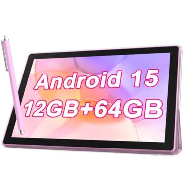 Imagem de Mesa Android 2 em 1 de 25 cm com capa protetora para tablets e caneta Stylus para tablet Android 15 G WiFi-6 1280 x 800 Full HD IPS 6000 mAh 64 GB de ROM + 12 GB de RAM (4 + 8 virtuais), expansão de