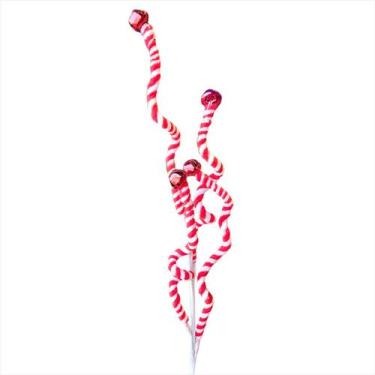 Imagem de Galho Guizo Candy Vermelho Branco Natalino 57cm 3UN - Magizi