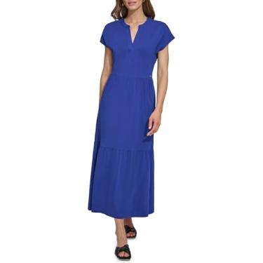 Imagem de DKNY Vestido feminino casual com gola alta e manga cavada, Para Barco, M