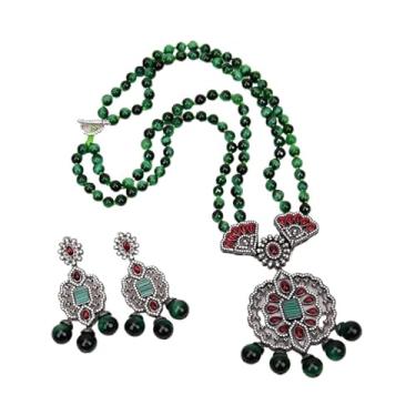 Imagem de SQGGMOAUSC Conjunto de bisel verde olho de tigre bronze banhado a ouro zircão pave conector conjunto de brincos, One Size, Ágata