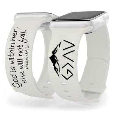 Imagem de OAEUQ Pulseira de silicone God In Her Heart Bible Gravada com Salmo 46:5 para relógios de 38 mm, 40 mm, 41 mm, 42 mm, 44 mm, 45 mm, 46 mm, 49 mm, presente de Jesus Deus Cristão Salmo, 42-29mm