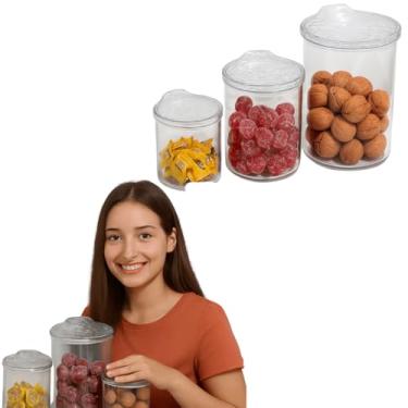 Imagem de Conjunto de 3 Potes Herméticos Redondos de Plástico com Tampa