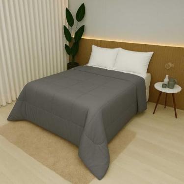 Imagem de Edredom 100% Algodão 400 Fios Dupla Face Casal Queen King Antialérgico Grosso Para Inverno(Cinza,Solteiro)