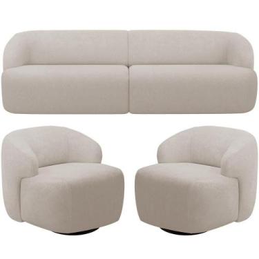 Imagem de Sofá 3 Lugares Curvo Orgânico Com 02 Poltronas Living 220cm Barolo L06