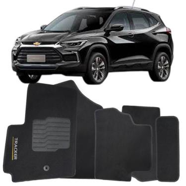 Imagem de Tapete Carpete Tracker 2020 à 2025 Preto Logo Bordado Jogo 5 Peças Eco