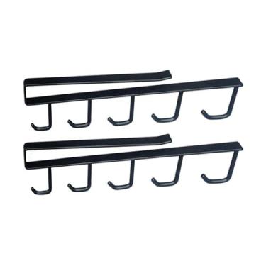 Imagem de Bothyi 2 peças de suporte para utensílios de cozinha, acessórios versáteis com 6 ganchos, suporte para xícaras de café, colheres, aventais, toalhas, Preto