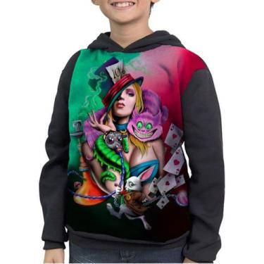 Imagem de Casaco Moletom Infantil Alice No Pais Das Maravilhas - smoke, Preto, 1