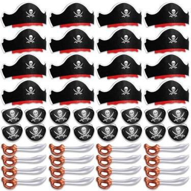 Imagem de Conjunto de festa pirata Legigo Funny 48 unidades com chapéus e tapa-o