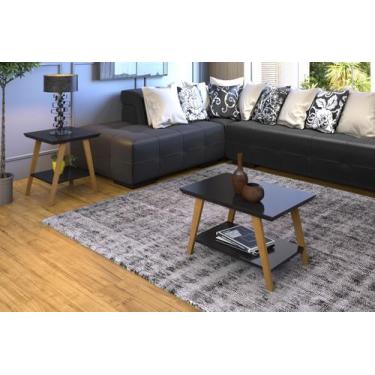 Imagem de Mesa De Centro Sala De Estar Estilo Retrô Pés Em Madeira - Sambare