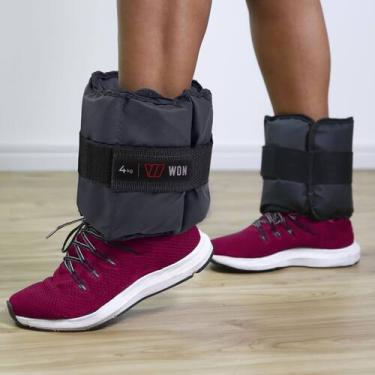 Imagem de Par Caneleira Tornozeleira de Peso 4 kg Profissional WON Preto Treinar