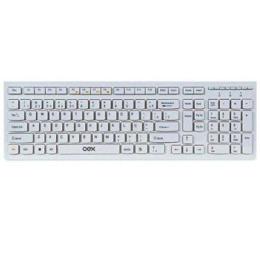 Imagem de Teclado Multímidia Com Fio Oex Flat Tc300 - 104 Teclas - Branco
