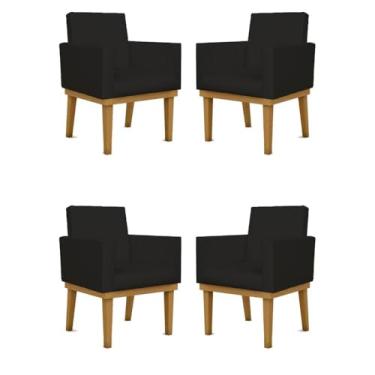 Imagem de Kit 04 Poltronas Decorativa Reforçada Oferta Courino Balaqui Cor:courino Preto