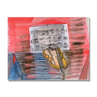Imagem de NHLDZYH Impressionismo Cartazes, (O Violino Amarelo 4) de Raoul Dufy, Impressões de Arte Cartazes Pintores Famosos, Impressões em Tela Famosas, Arte de Parede Sala de Estar Moderna. 50 x 65 cm Apenas