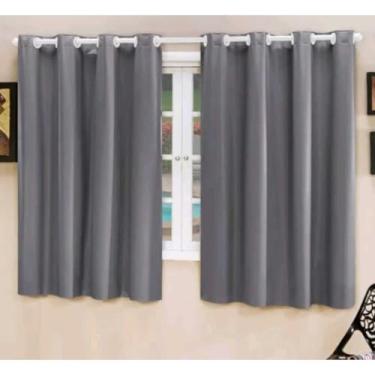 Imagem de Cortina Blackout PVC Vedação Total de Luz Para Sala e Quarto com Ilhós Cromado(Cinza,1,10 x 1,30)