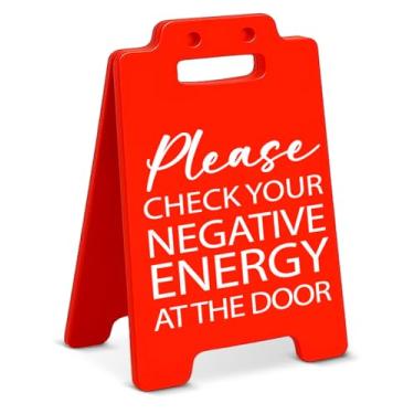 Imagem de Placa decorativa inspiradora para mesa, verifique seu sinal de energia negativa, presentes motivacionais para membros da família, chefes, colegas de trabalho, decoração de mesa de escritório em casa