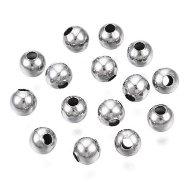 Imagem de 1000 peças de contas espaçadoras de aço inoxidável 304 de 4 mm, contas espaçadoras soltas de metal redondas lisas para fazer joias, pulseira faça você mesmo, colar, brinco, chaveiro, miçangas