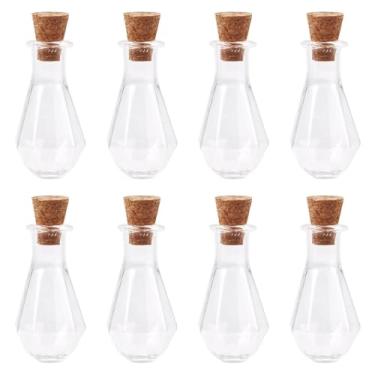 Imagem de 10 frascos pequenos de vidro para armazenamento com rolhas de cortiça, mini frascos de vidro transparente em forma de vaso para bricolage, artesanato, lembrancinhas de casamento, festa de Natal