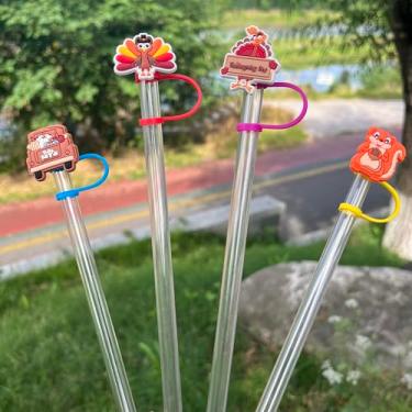 Imagem de Pacote com 4 capas de canudo de peru para canudos de 10 mm - tampas de silicone para copos Stanley, à prova de poeira e animais de estimação