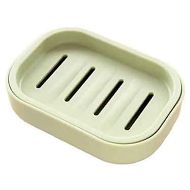 Imagem de Saboneteira à prova de vazamento com tampa e camada de drenagem, suporte de sabão de barra de viagem, recipiente portátil de artigos de higiene essenciais para acampamento, academia, banheiro