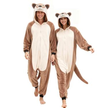 Imagem de vavalad Macacão de lontra para adultos, fantasia de lontra, Halloween, Natal, cosplay, macacão feminino e masculino, Macacão adulto River Otter, M