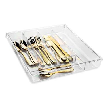 Imagem de 2X Organizador De Gavetas Talheres Acrílico 5 Divisórias Sem